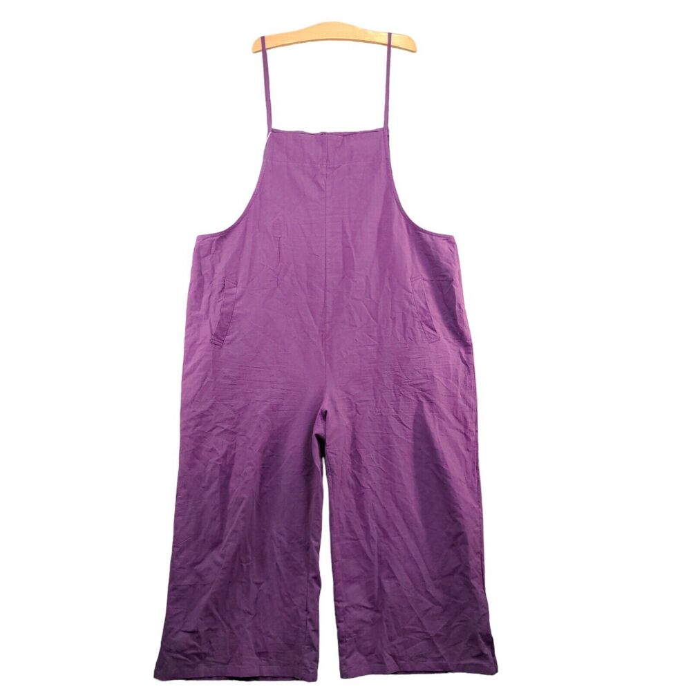 Yesno Women's Jumpsuit Purple 3XL Spaghetti Strap Square Neck Cotton W/Tags